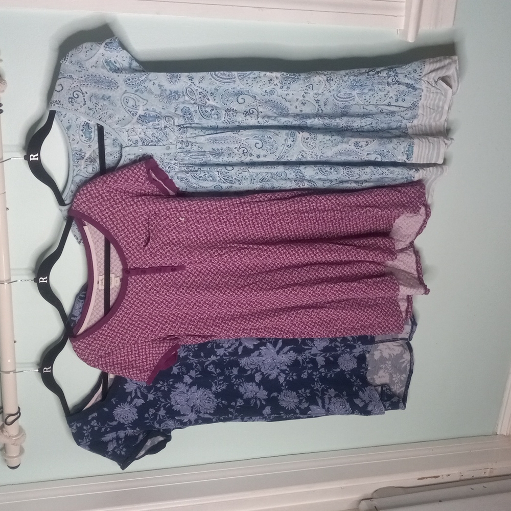 3 nightgowns in blue & purple from Lucky Brand (sizeM) and Croft&Barrow (sizeS)